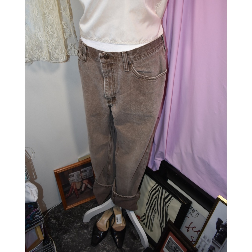 Lee Regular Fit Straight Leg Jeans Mens 34x34 Mocha Brown Vintage Cotton Denim
